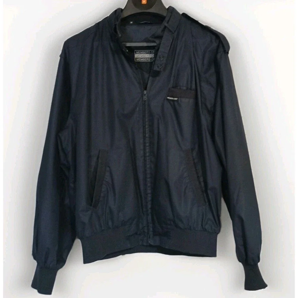 Vintage Blk Navy Blue? Members Only Jacket Mens Medium Bomber Flight Zip Classic